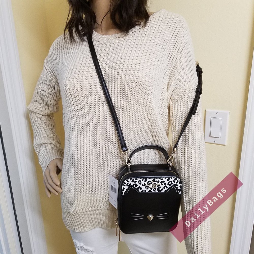 NWT KATE SPADE DAISY MEOW CROSSBODY BLACK LEOPARD WHITE WKR00600 100% AUTHENTIC - Picture 9 of 13
